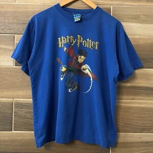 Vintage Harry Potter Blue T Shirt Movie Promo Y2K 2000s Tee Fits Size Small